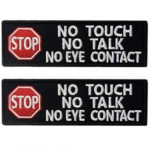 ODSP Airsoft Morale Patch 1 Service Dog No Touch No Talk Warning Vests/Harnesses Tactical Military Morale Badge Emblem Embroidered Fastener Hook and Loop Patches Appliques 3.93 x 1.18 Inch Bubble of 2PCS