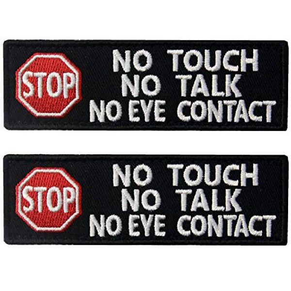 ODSP Airsoft Morale Patch 1 Service Dog No Touch No Talk Warning Vests/Harnesses Tactical Military Morale Badge Emblem Embroidered Fastener Hook and Loop Patches Appliques 3.93 x 1.18 Inch Bubble of 2PCS