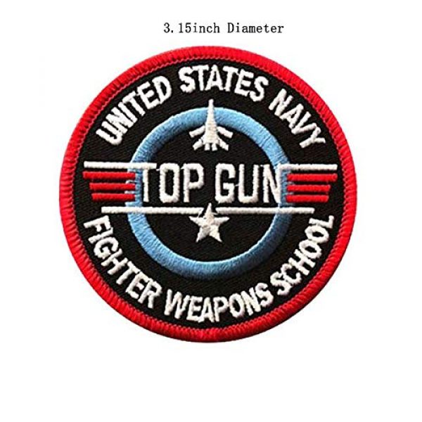 ODSP Airsoft Morale Patch 3 Top Gun Custom Personalized Embroidered Military Tactical Morale Patches School Name Applique Badge with Hook&Loop Fastener Backing Bundle 2 Pieces 3.15 Inch Diameter