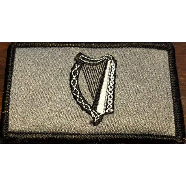 Fast Service Designs Airsoft Morale Patch 1 Irish Ireland The Harp Flag Embroidered Patch with Hook & Loop MC Biker Tactical Morale Shoulder Emblem Gray & Black Version Black Border