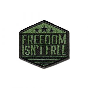 BASTION Airsoft Morale Patch 1 BASTION Morale Patches (Freedom Isnt Free, ODG) | 3D Embroidered Patches with Hook & Loop Fastener Backing | Well-Made Clean Stitching | Military Patches for Tactical Bag, Hats & Vest