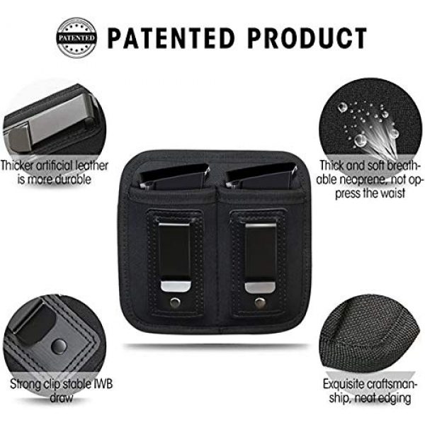 ACEXIER Tactical Pouch 3 ACEXIER Universal Double Magazine Pouch for 9mm .40 .45 .380 .357, IWB Mag Holster Concealed Cary for Double Stack, Mag Holder for Glock 19 43 17 1911 S&W M&P, IWB Clip Magazine Pouch IWB Pistol Ammo