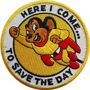 Embroidery Patch Airsoft Morale Patch 1 Mighty Mouse"Here I Come to Save The Day" Military Hook Loop Tactics Morale Embroidered Patch