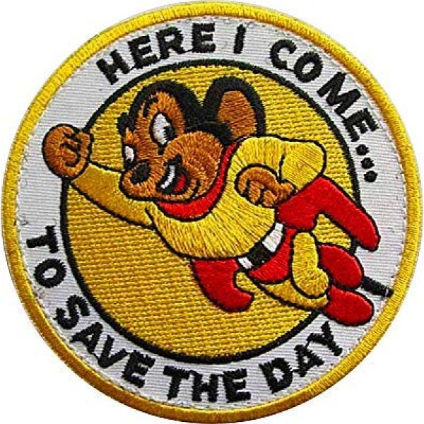 Embroidery Patch Airsoft Morale Patch 1 Mighty Mouse"Here I Come to Save The Day" Military Hook Loop Tactics Morale Embroidered Patch