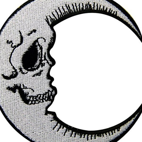 Rocking Planet Airsoft Morale Patch 2 Luna Patch Grinning Skull Face Embroidered Moon Applique Iron On Sew On Emblem