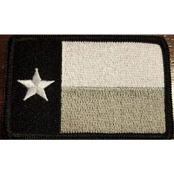 Fast Service Designs Airsoft Morale Patch 1 Texas State Flag Patch with Hook & Loop Tactical Morale Emblem Black, Gray & White Colors Black Border