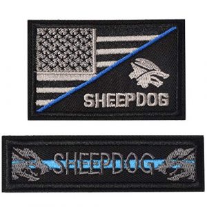 J.CARP Airsoft Morale Patch 1 Sheepdog Thin Blue line, Tactical USA Flag Patch