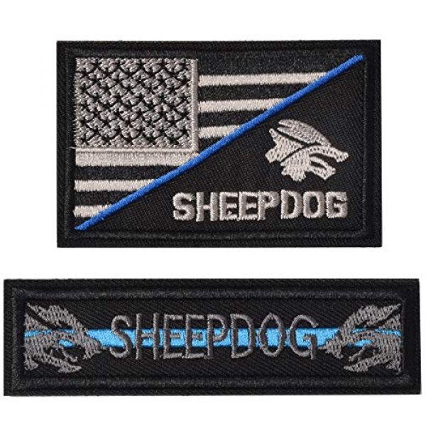 J.CARP Airsoft Morale Patch 1 Sheepdog Thin Blue line, Tactical USA Flag Patch