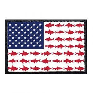 P PULLPATCH Airsoft Morale Patch 1 US Flag - Fish Morale Patch | Hook and Loop Attach for Hats, Jeans, Vest, Coat | 2x3 in | by Pull Patch