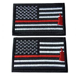 Hng Kiang Hu Airsoft Morale Patch 1 Bundle 2 Pieces American Flag Patch Thin Red Line US Firefighter Emergency Rescue