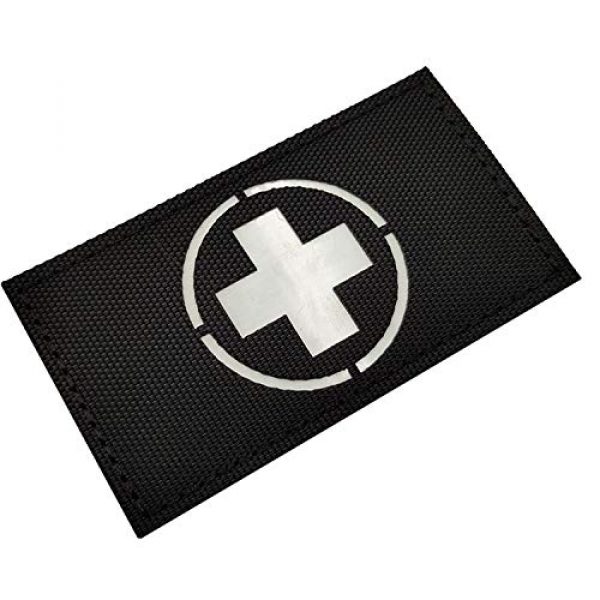 ODSP Airsoft Morale Patch 5 Glow in Dark Medic Cross First Aid Patches, EMS EMT MED Medical Rescue Tactica Military Morale Combat Armband Badges with Hook and Loop Fastener Backing, 3.54 x 1.97 Inch, 2 Pieces