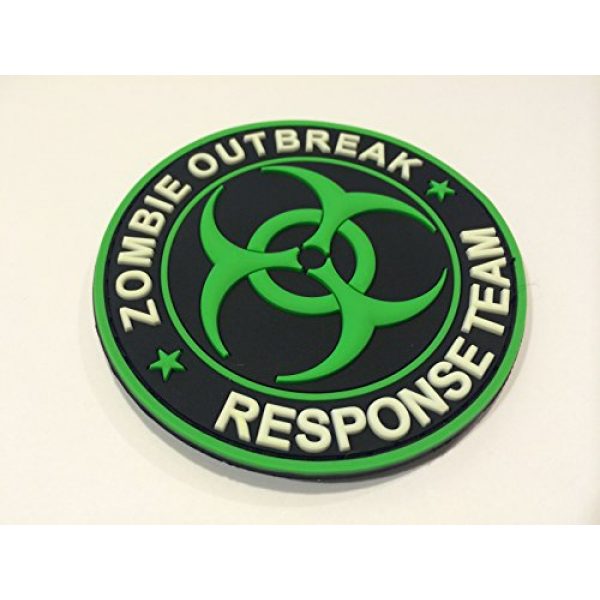 Britkit Airsoft Morale Patch 2 Green PVC Glow in the Dark Zombie Hunting Apocalypse Response Team Permit Tactical Morale Patch(hook/loop) Backed
