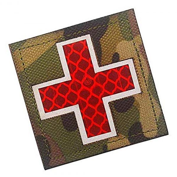 Embroidery Patch Airsoft Morale Patch 2 Cross Medical Rescue Reflective Patch Military Hook Loop Tactics Morale Patch