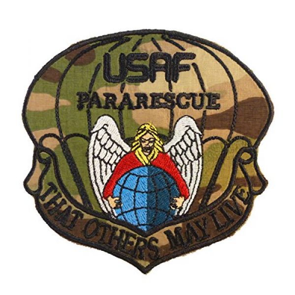 LEGEEON Airsoft Morale Patch 1 Multicam That Others May Live USAF Pararescue PJ Embroidered Touch Fastener Patch