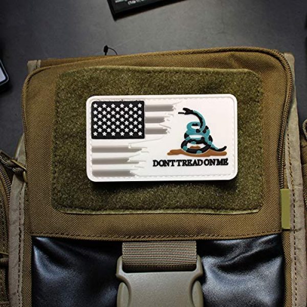 Morton Home Airsoft Morale Patch 3 Morton Home 3D PVC Don't Tread On Me and USA Flag Tactical Military Morale Fastener Patch (White)