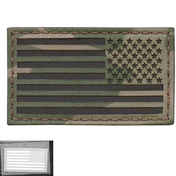 Tactical Freaky Airsoft Morale Patch 2 Multicam Infrared IR USA American Reversed Flag 3.5x2 IFF Tactical Morale Fastener Patch