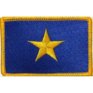 Fast Service Designs Airsoft Morale Patch 1 The Burnet Flag (1836-1839) Republic of Texas Flag Embroidered Patch with Hook & Loop MC Biker Patriotic USA Shoulder Morale Emblem #03 (Gold Border)