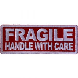 Ivamis Trading Airsoft Morale Patch 1 Fragile Handle with Care Patch - 4x1.5 inch - Embroidered Iron on Patch