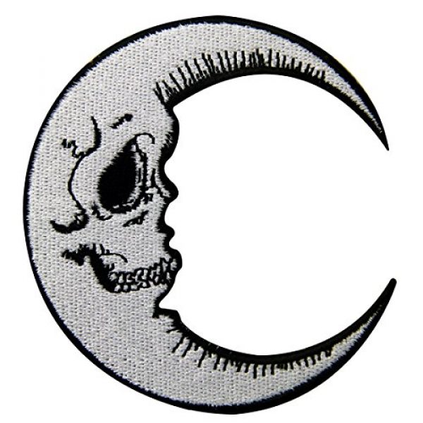 Rocking Planet Airsoft Morale Patch 1 Luna Patch Grinning Skull Face Embroidered Moon Applique Iron On Sew On Emblem