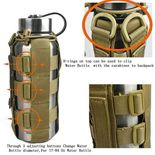 JFFCE Tactical Pouch 4 JFFCE Minimalist Adjustable MOLLE Water Bottle Holder Kettle Pouch Belt Bottle Carrier for 17-42 Oz Water Bottle