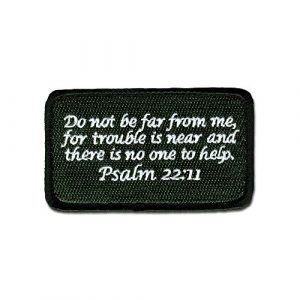 BASTION Airsoft Morale Patch 1 BASTION Morale Patches (Psalm 22:11, ODG) | 3D Embroidered Patches with Hook & Loop Fastener Backing | Well-Made Clean Stitching | Christian Patches Ideal for Tactical Bag, Hats & Vest
