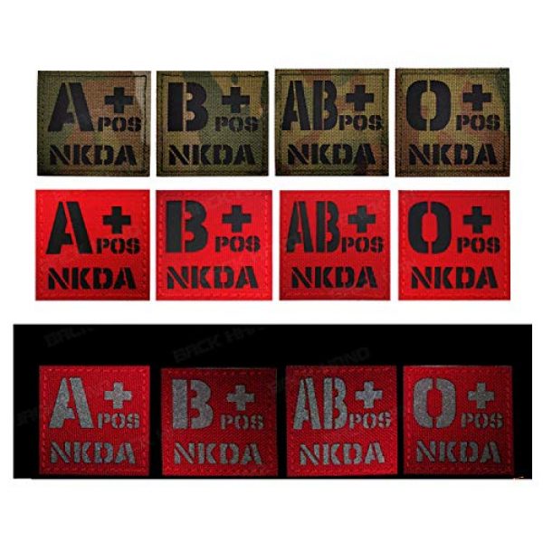 APBVIHL Airsoft Morale Patch 7 Infrared IR Reflective O POS O+ NKD O Positive Blood Type Patch, Tactical Morale Medical Patches with Hook and Loop Fastener Backing 1.97 x 1.97 Inch - 2 Pieces - No Known Drug Allergies