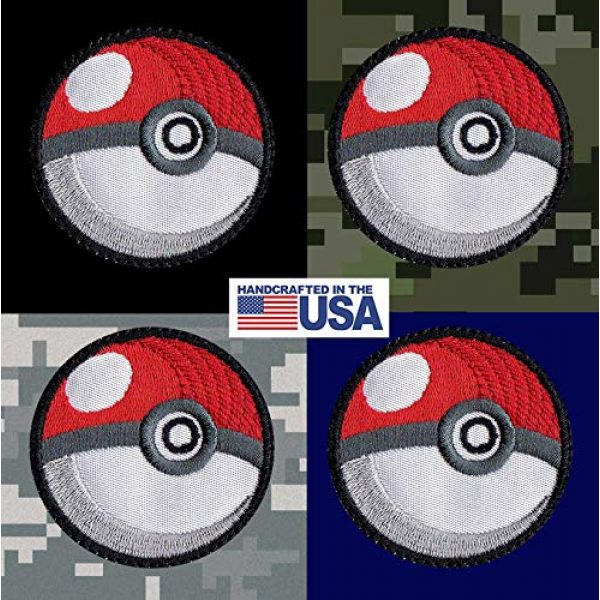 Tactical Patch Works Airsoft Morale Patch 3 Pokeman Poke Ball Ash Pikachu Inspired Art White Patch
