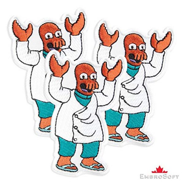 Embrosoft Airsoft Morale Patch 2 Futurama Doctor John Zoidberg Cartoon Comics Embroidered Patch Iron On (2.4" x 3.7")