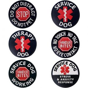 TailWag Planet Airsoft Morale Patch 1 Service Dog EMS Working Do Not Pet Distract Handler Bite Therapy Medic Paramedic Star Vest/Harnesses Tactical Morale Patch Embroidered Badge Fastener Hook & Loop Emblem, 6 Pcs