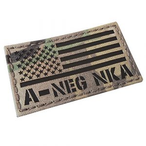 Tactical Freaky Airsoft Morale Patch 1 IR Multicam USA Flag ANEG A- Blood Type NKA NKDA Infrared Tactical Morale Fastener Patch
