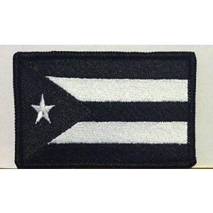 Fast Service Designs Airsoft Morale Patch 1 Puerto RICO Flag Embroidered with Hook & Loop Patch MC Biker Morale Tactical Shoulder Black & White Emblem Black Border #31