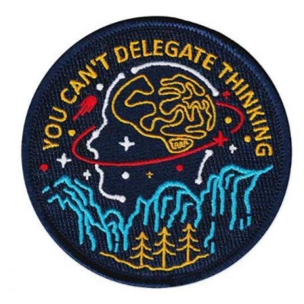 Tactical Embroidery Patch Airsoft Morale Patch 3 You Can't Delegate Thinking Tactical Embroidery Patch Hook & Loop Morale Patch Military Patch for Clothing Accessory Backpack Armband (2pcs)