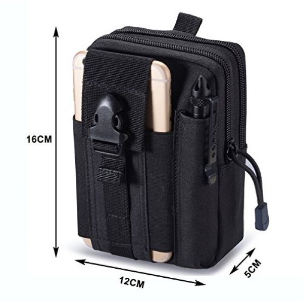 Zeato Tactical Pouch 3 Zeato Tactical Molle EDC Utility Pouch Compact Gadget Belt Waist Pack with Cell Phone Holster Holder for iPhone Xs Max/XR/Xs/X,Galaxy S10e/S10/S10 Plus/Note 9/S9 Plus/S9 LG Sony and More (Black)