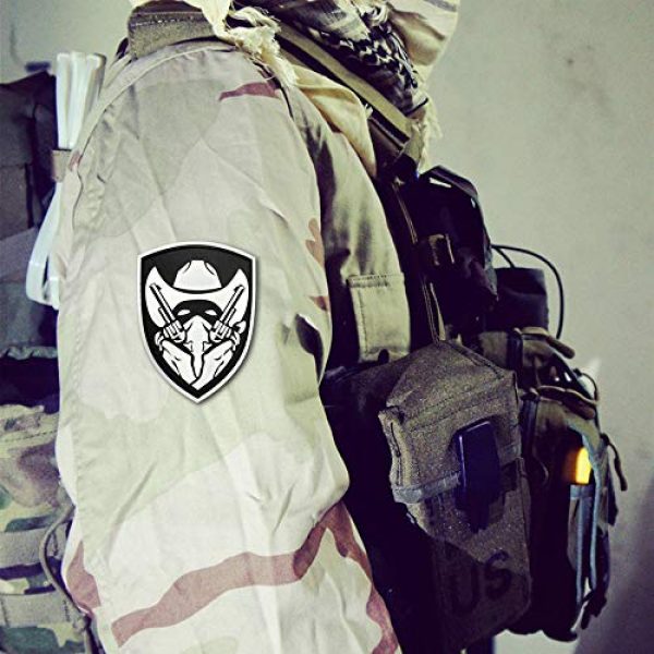 Morton Home Airsoft Morale Patch 2 Morton Home Masked Cowboy Gunfighter Tactical Army Morale Airsoft 3D PVC Patch (White)