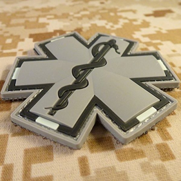 LEGEEON Airsoft Morale Patch 2 LEGEEON ACU Gray EMS EMT Medic Paramedic Star Life Morale Tactical PVC 3D Hook Loop Patch