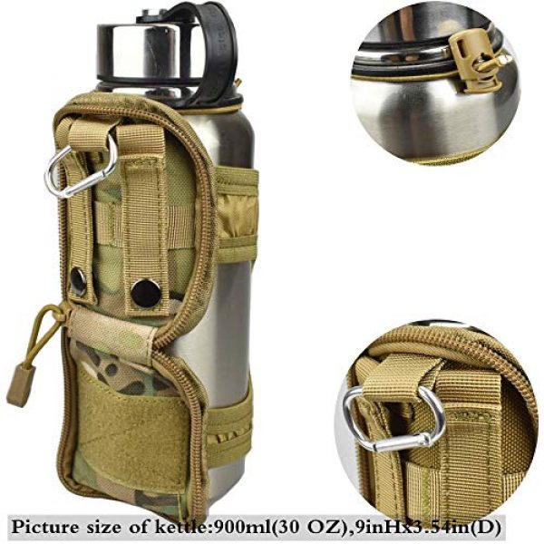 JFFCE Tactical Pouch 2 JFFCE MOLLE Tactical Water Bottle Pouch Outdoor Sport Kettle Carrier Holder Foldable Design Kettle Pouch Belt Bottle Carrier with Metal Clip