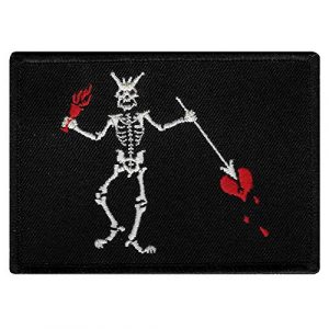 Cypress Collectibles Embroidered Patches Airsoft Morale Patch 1 Jolly Roger Blackbeard Flag Embroidered Patch Black White Pirate Skull Iron-On