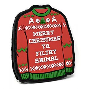 Stinking Patch Co. Airsoft Morale Patch 1 Merry Christmas Ya Filthy Animal Ugly Sweater PVC Rubber Tactical Patch | Christmas Morale Patch