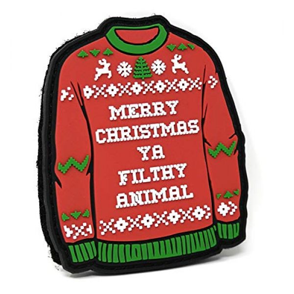 Stinking Patch Co. Airsoft Morale Patch 1 Merry Christmas Ya Filthy Animal Ugly Sweater PVC Rubber Tactical Patch | Christmas Morale Patch