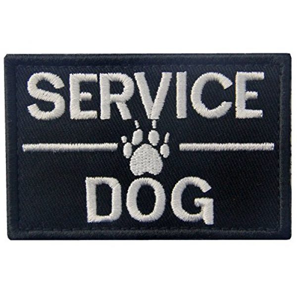 Rocking Planet Airsoft Morale Patch 1 Service Dog with Tracker Paw Embroidered Applique Morale Hook & Loop Patch - White