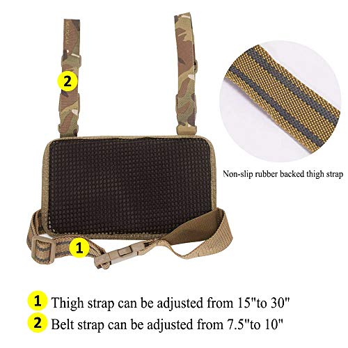IDOGEAR Tactical Thigh Strap – Elastic Band For Holster & Paintball Gear (Black/Coyote Brown)