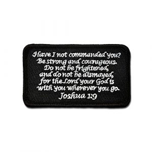 BASTION Airsoft Morale Patch 1 BASTION Morale Patches (Joshua 1:9, Black) | 3D Embroidered Patches with Hook & Loop Fastener Backing | Well-Made Clean Stitching, Christian Patches Ideal for Tactical Bag, Hats & Vest