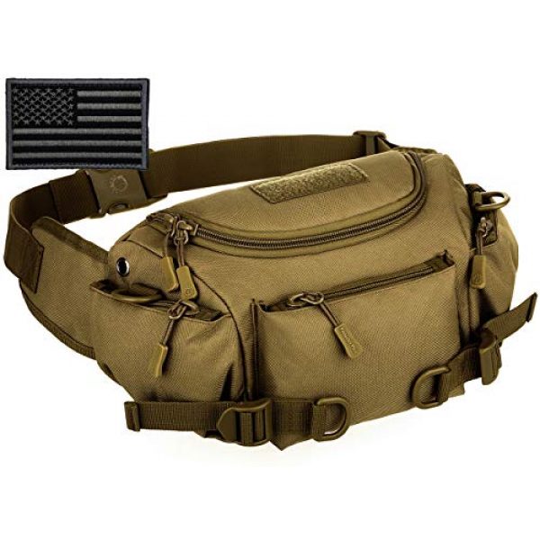 Protector Plus Tactical Pouch 1 Protector Plus Tactical Fanny Pack Military Running Waist Bag Sling Pouch Hip Belt MOLLE Army Lumbar Gear Pocket (Patch Included)