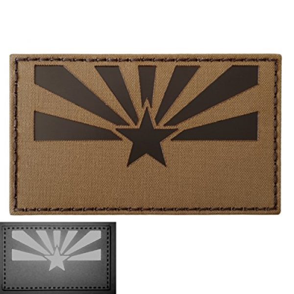 Tactical Freaky Airsoft Morale Patch 1 Big 3x5 Coyote Brown Tan Infrared IR Arizona Flag IFF Tactical Morale Hook-and-Loop Patch