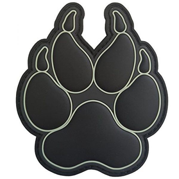 LEGEEON Airsoft Morale Patch 2 LEGEEON All Black Blackout Glow Dark K-9 Paw K9 Handler Dogs of War Morale Army Gear PVC Fastener Patch