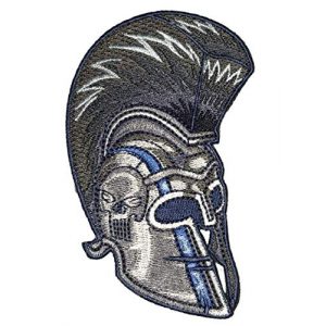 F-Bomb F Morale Gear Airsoft Morale Patch 1 Thin Blue Line Spartan Helmet - Embroidered Morale Patch with Hook Backing