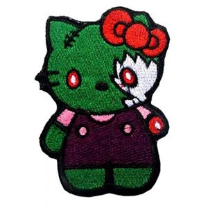 Embroidered Patch Airsoft Morale Patch 1 Green Zombie Hello Kitty 3D Tactical Patch Military Embroidered Morale Tags Badge Embroidered Patch DIY Applique Shoulder Patch Embroidery Gift Patch