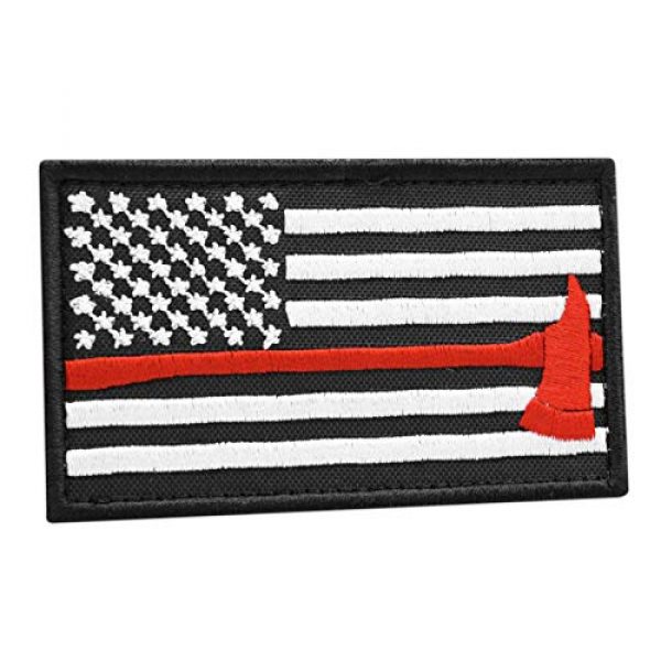 LEGEEON Airsoft Morale Patch 1 LEGEEON Firefighter Axe America Flag Thin Red Line 2x3.25 US Morale Hook-and-Loop Cap Patch