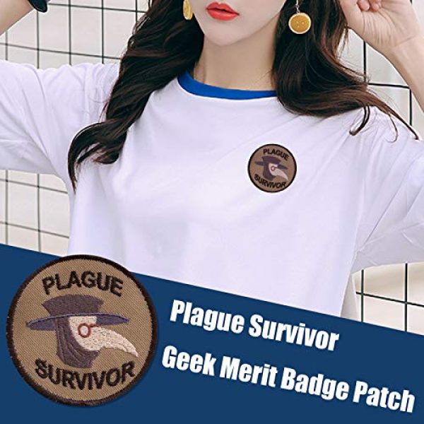 Esissenils Airsoft Morale Patch 4 Plague Survivor Geek Merit Badge Patch, 3PCS Patch Survivor Tactical Morale Embroidery Badge Hook and Loop Fastern Patches