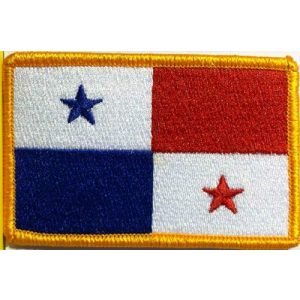 Fast Service Designs Airsoft Morale Patch 1 Panama Flag Patch with Hook & Loop Tactical Travel Morale Gold Border MC Biker Shoulder Emblem
